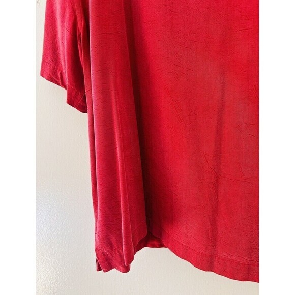 Vintage 90s Tianello 100% Viscose USA Made Crop Short Sleeve Red Shirt Top - Picture 2 of 4